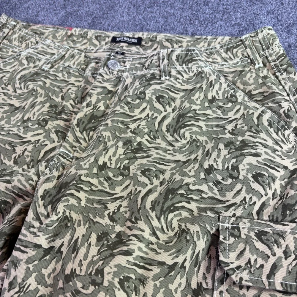 True Religion Cargo Pants Mens 38 Green Abstract Camo Swirl 701122 NWT